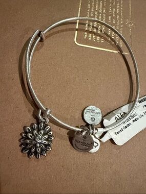 Alex and Ani Silver Sunflower Charm Bangle